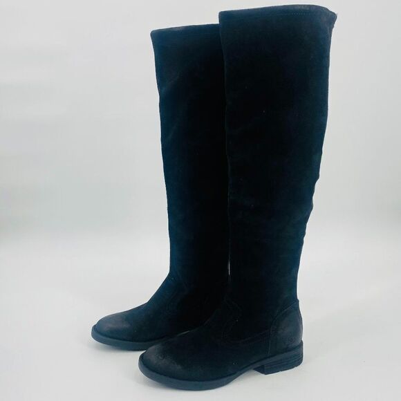 Born Size 6M Black Distressed Borman Over the Knee Suede Round Toe Boots - Picture 1 of 11